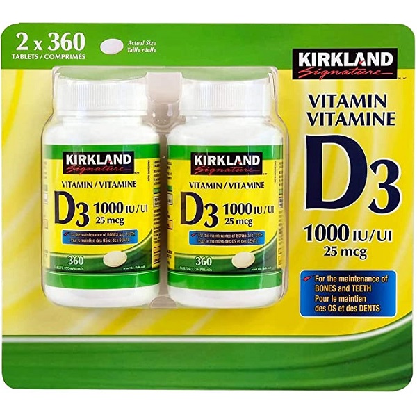 قرص ویتامین دی D3 کرکلند 1000 واحدی (360 و 720 عددی